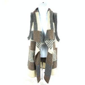 Love 21 Cardigan Sleeveless Color Block Patchwork